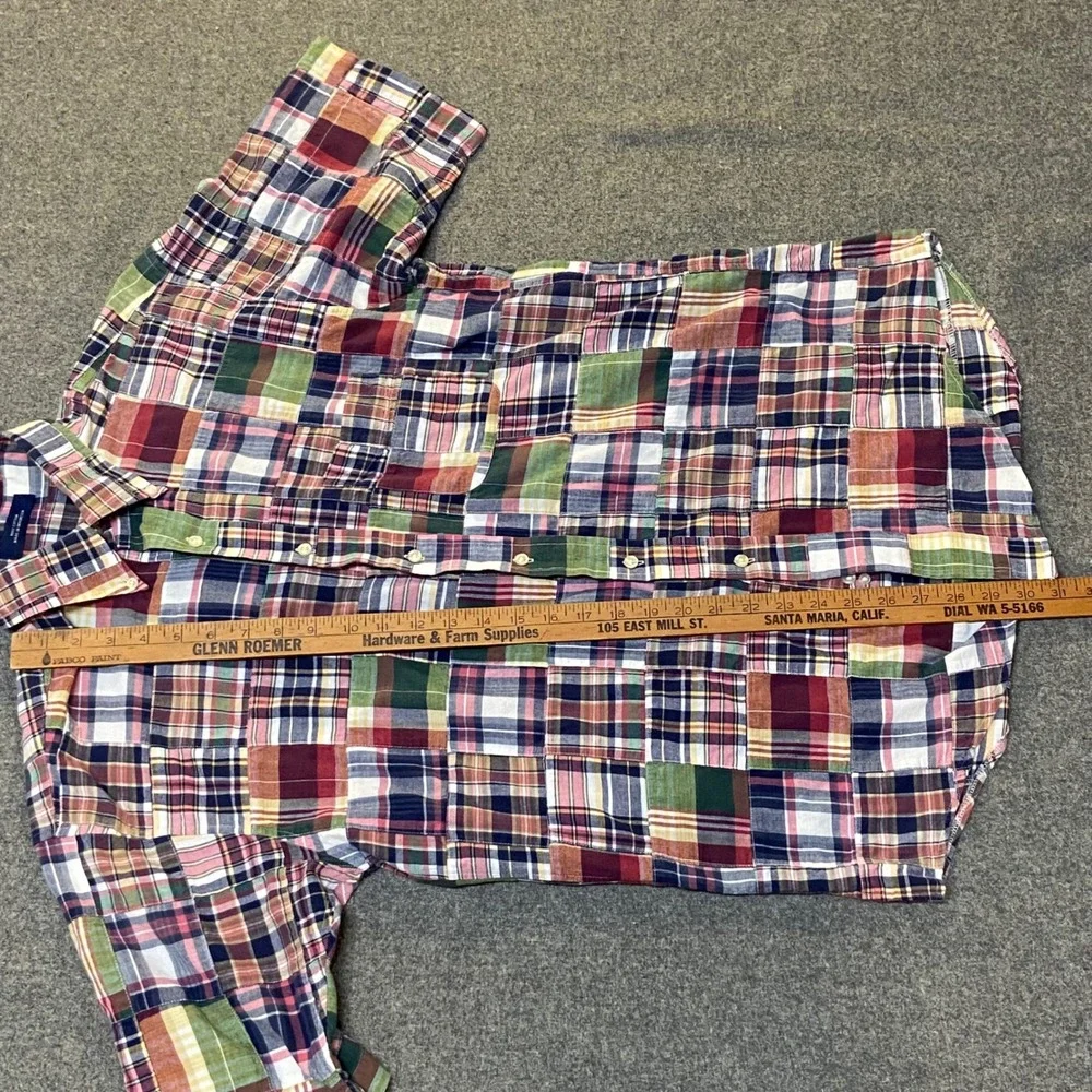 Bay Hill Collection Patchwork Button Down Men Medium Short Sleeve Plaid - Picture 7 of 9